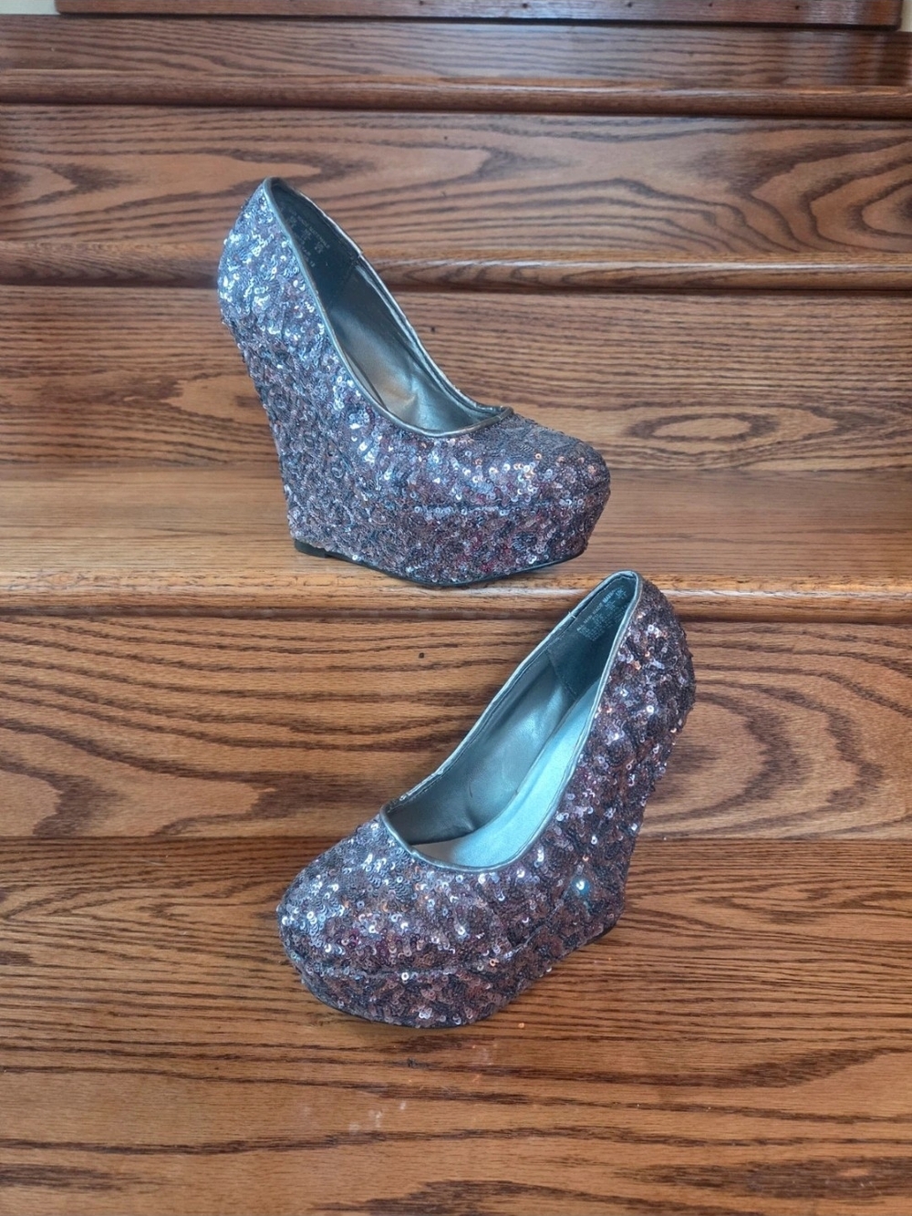 Bongo Sequined Platform Wedge Pumps